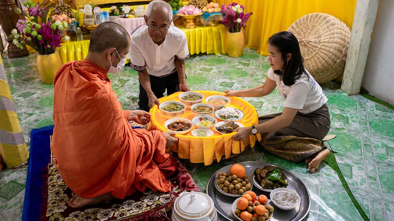 Monk blessing ceremony in Cambodia
